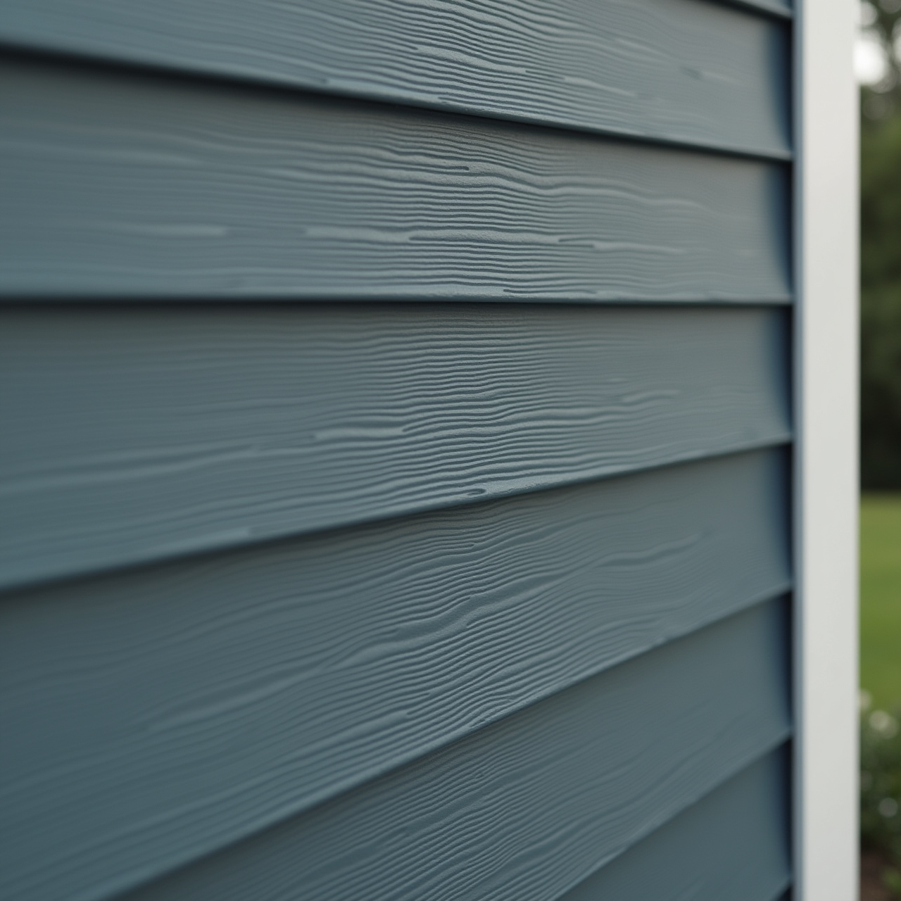 Premium fiber-cement lap siding with white trim